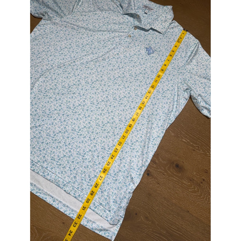 Peter Millar Summer Comfort Texas Polo Shirt XL Blue White Novelty Print Mens - Picture 7 of 8
